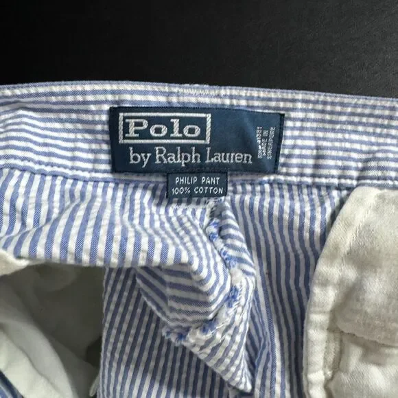 Polo Ralph Lauren Pants Mens 34 x‎ 30 Seersucker Blue - Picture 7 of 9